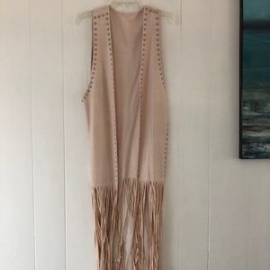 Faux Suede Fringe Vest